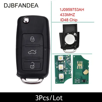

DJBFANDEA 3PCS/Lot 1J0 959 753 AH 753AH Remote Key for VW/VOLKSWAGEN 1J0959753AH Passat Bora Polo Golf Beetle with HU66 Blade