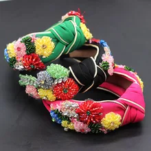 Барокко многоцветные тканые металлические цветы геометрические простые цветы для обруча обмотки личности для выпускного, коктейльной вечеринки оголовье 758