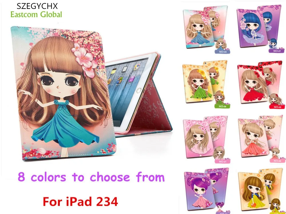 

Tablet Case For iPad 2 3 4 Cartoon Romance Sweet Girl Fashion Smart Cover Protective Shell A1395 A1396 A1397 A1416 A1430 A1458