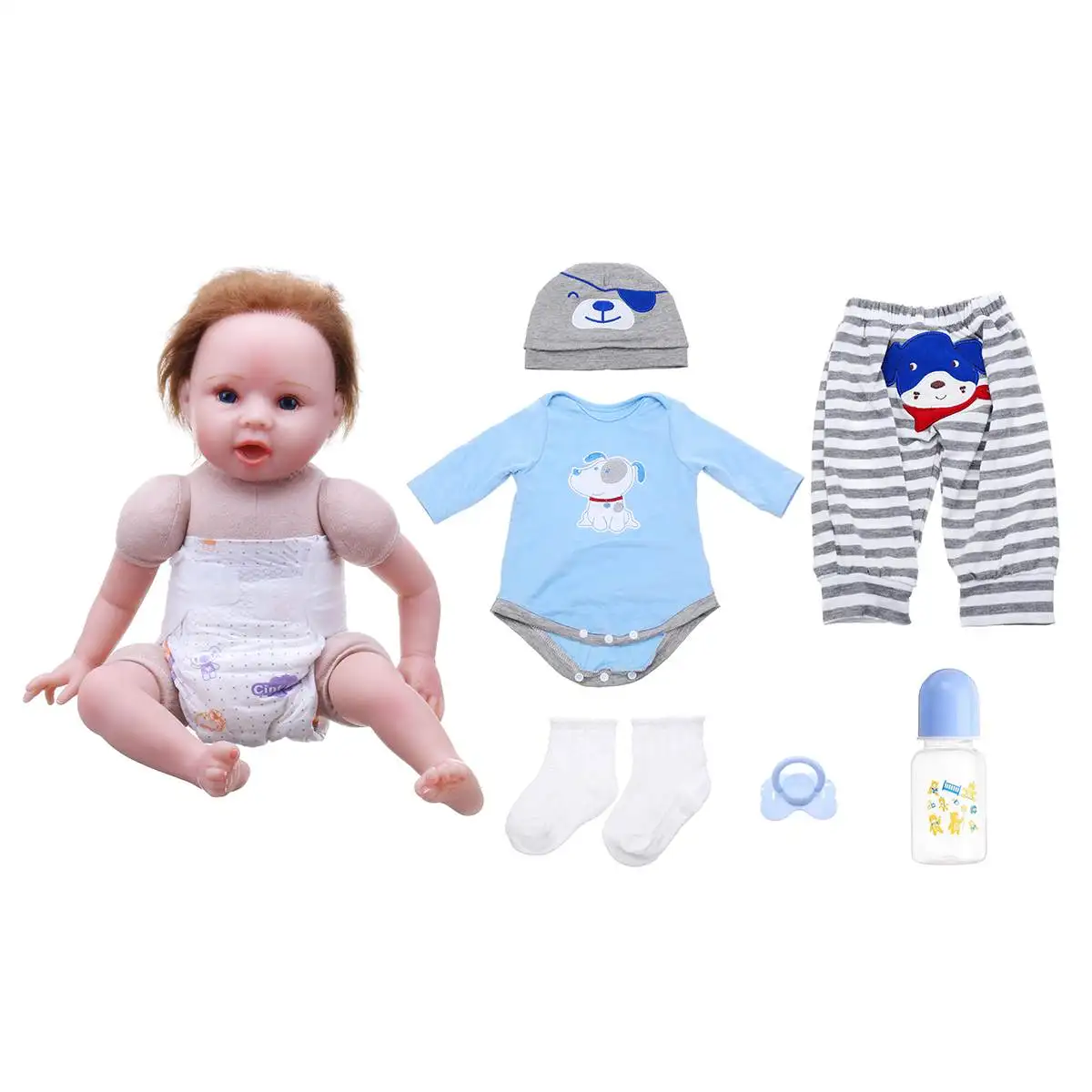 22 inch 55cm Silicone Vinyl Reborn Baby Dolls Handmade Lifelike Newborn Babies DollsBoy Toy Kids Birthday Christmas Gifts