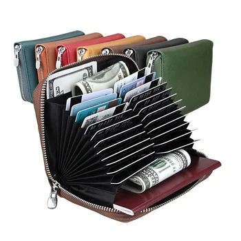 

Hot Genuine Leather Unisex Business Card Holder Wallet Bank Credit Card Case ID Holders High Capacity Card Holder Purses