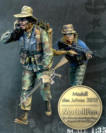 1:35 resin soldiers figures model Vietnam war US soldiers 2 man XD192 