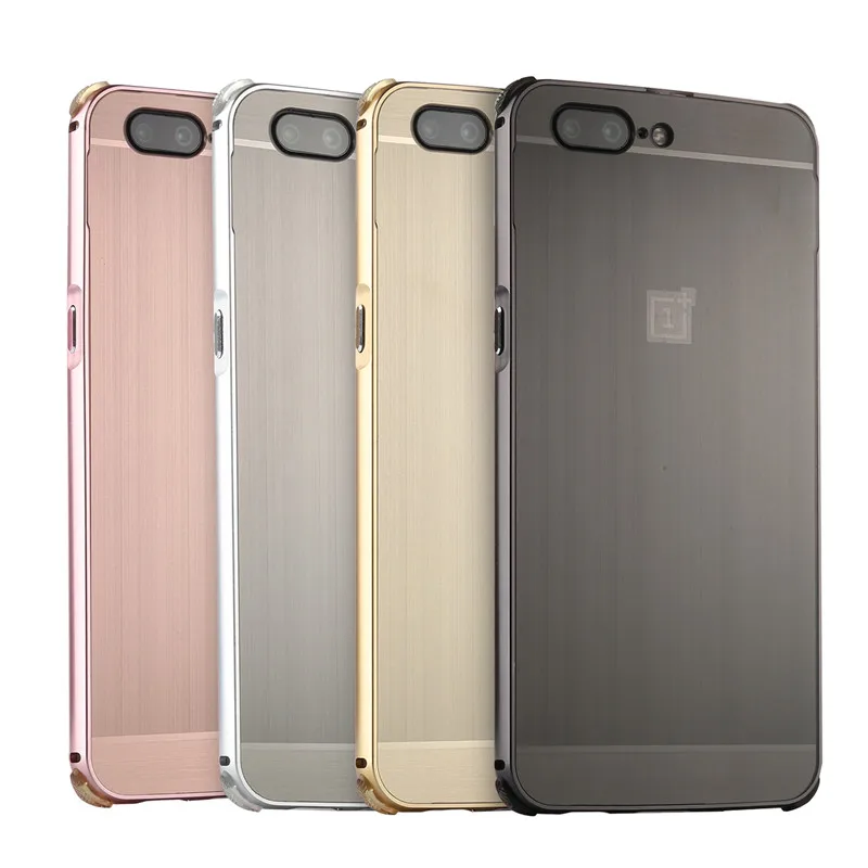 

OnePlus 5 One Plus5 Case Plating Metal Frame Cover with Brushed Back Cover Hard Case for Oneplus 5 5.5" Phone Shell Protector