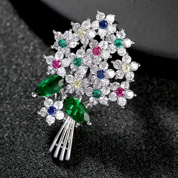

Luxury Beautiful Colored Austria Crystal Brooches Pins Women Costume Jewelry Broach Wedding Bouquet Pin Brosche femme bijoux