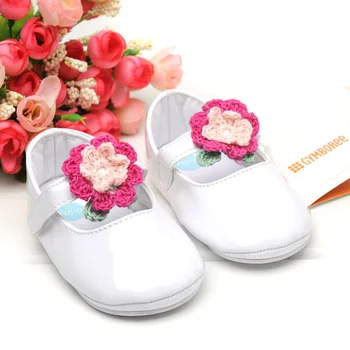 

Baby Girl Anti-Slip Shoes With Knitted Flower Design Casual Summer Walking Shoes Toddler Soft Soled First Walkers #420