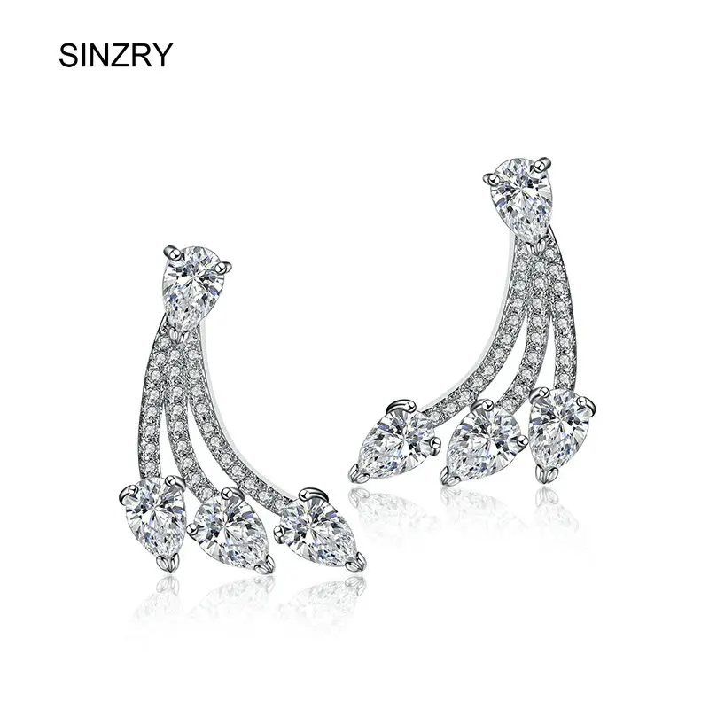 Sinzry Statement Earrings Clear White Cut Cubic Zirconia Tear Design