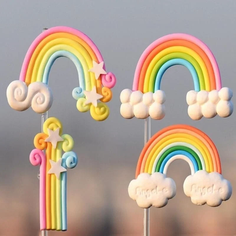 

Star Rainbow Cloud Mini Colorful Fairy Garden Terrarium Figurine Decor Set