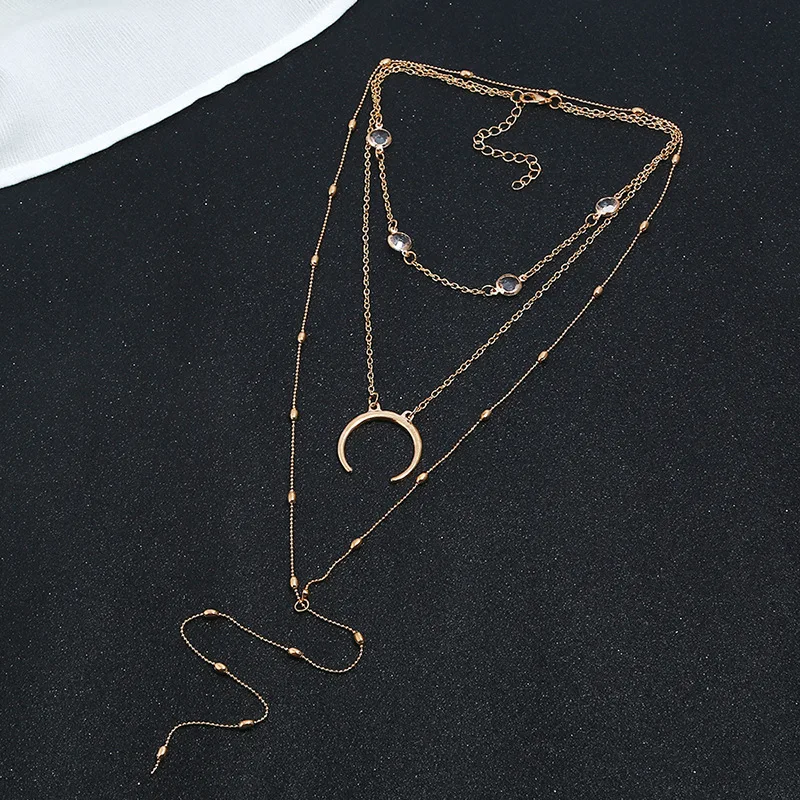 sexy Crystal starry elements long Y-shaped pendant multilayer clavicle necklace