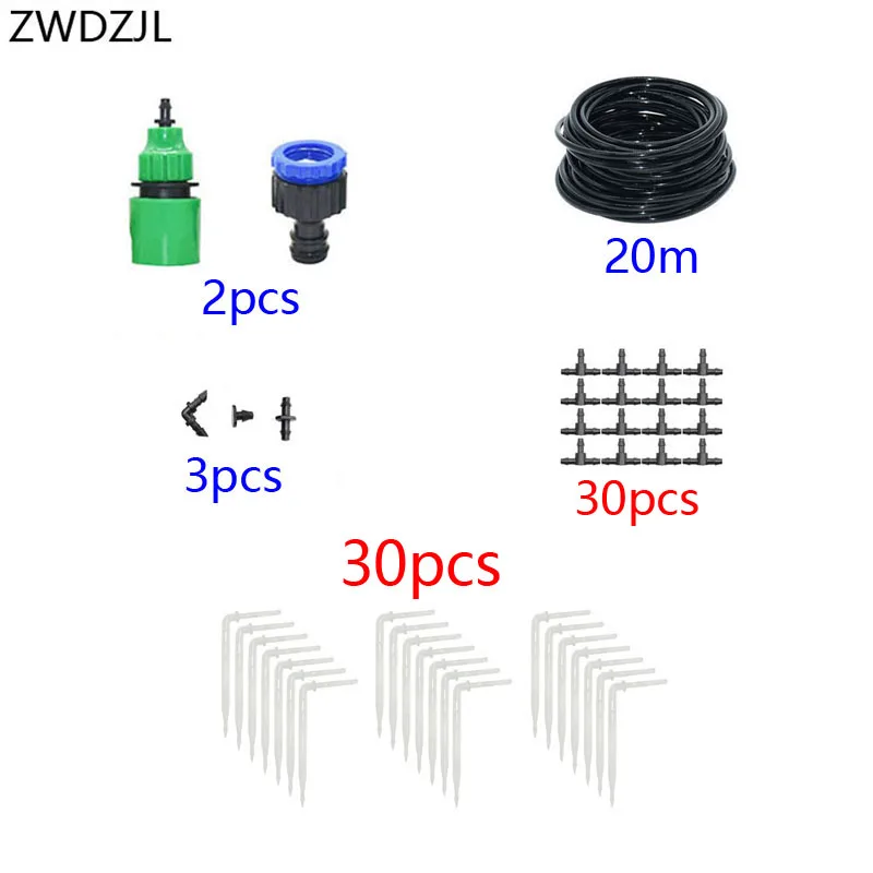Микро-капельная система DIY автоматическая система капельного полива потека стрелки для полива 2-полосная Парниковый Сад полива 1 комплект - Цвет: 20m