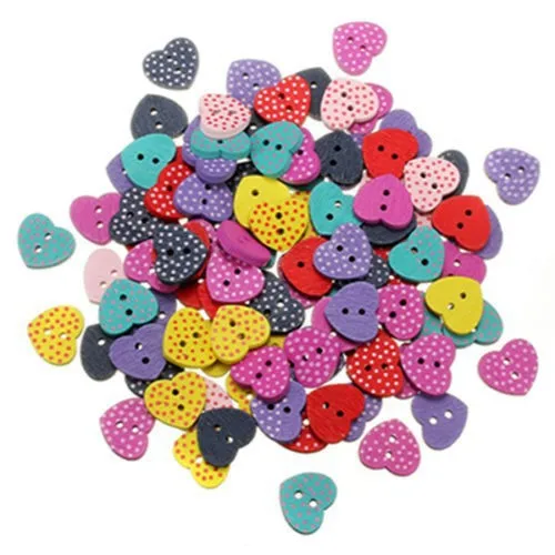 50Pcs Random Mixed Wood Sewing Buttons Scrapbooking Painted Dot Lovely Heart Hot XP0084 | Дом и сад