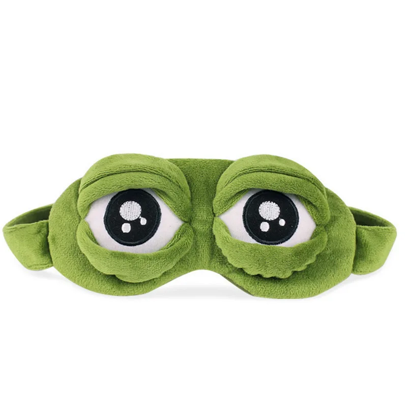 [Hot] funny creative pepe frog sad 3D frog eye mask sleep else mask on the cartoons plush toys cute anime for children gift