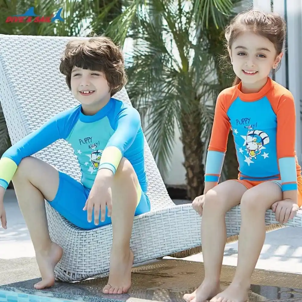Kids Baby Boy Girls Sun Protective Swimwear Rash Guard Swim Costume Bathing Suit