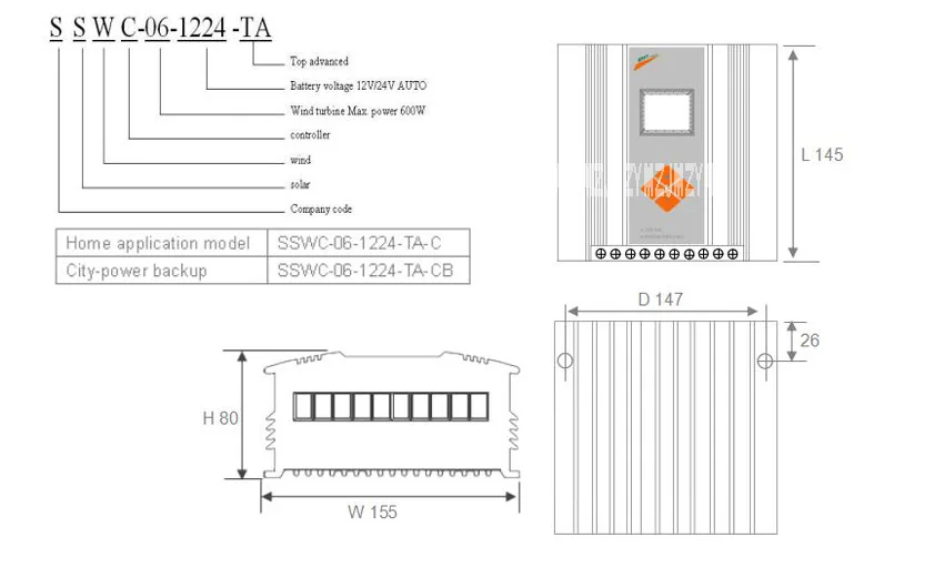 Eólica e Solar Controlador de Energia Lcd tipo de Carregamento do Controlador de High-end de Energia Alta Qualidade 24 Mppt 600w Display Híbrido Sswc061224ta 12 v - Fonte de alimentação de comutação
