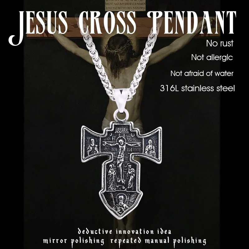 

Beier 316L stainless steel Men Chain Christian Jewelry Gifts Vintage Cross INRI Crucifix Jesus Piece Pendant & Necklace LP452