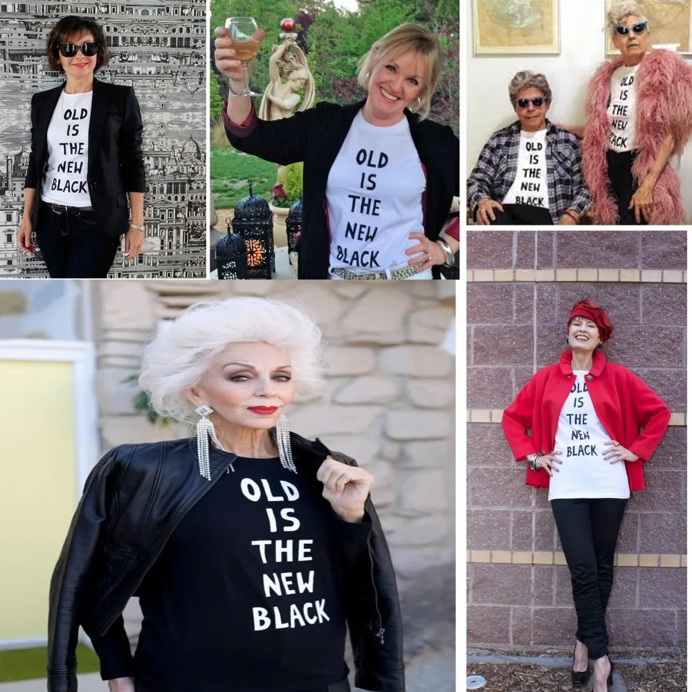 

Grandma and grandpa Party Gift T Shirt OLD IS THE NEW BLACK Daddy MaMa Funny Shirt harajuku Beauty is a kind of attitude to life