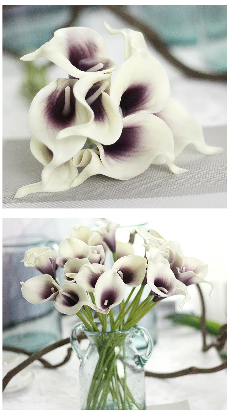 6PCArtificial PUCalla с свадебным украшением, букеты для дома, Осеннее украшение, искусственные растения, роскошный Декор для дома