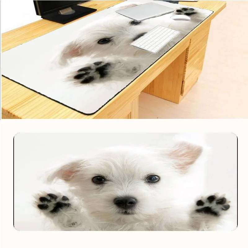 MairuigeWhite Dog Large 900 * 300 * 2mm Game Logo Printing Mouse Pad
