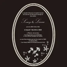 Customized Ocean elements 5*7inch oval shape clear acrylic wedding invitation card laser engraving letters(1lot=100pcs)