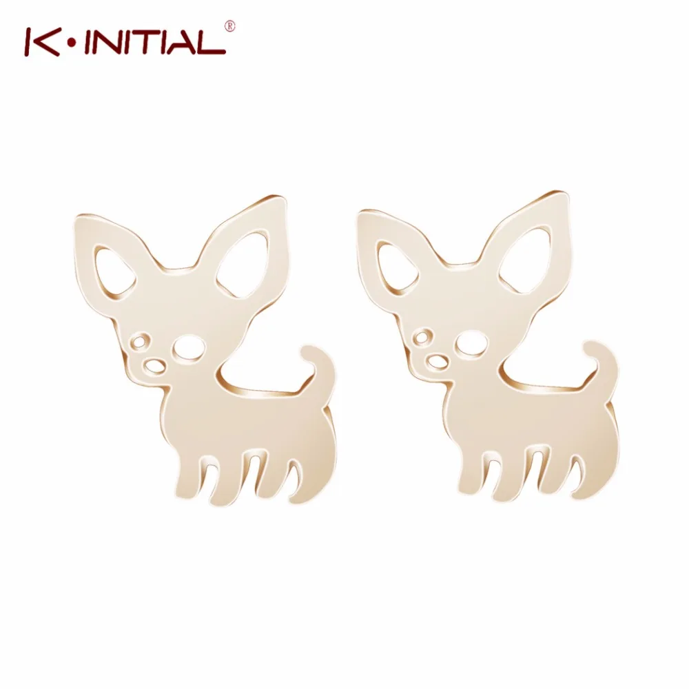 Kinitial Золото Серебро Хиппи Крошечный Чихуахуа Серьгу Boho Chic Мини Коко Собака Дамы