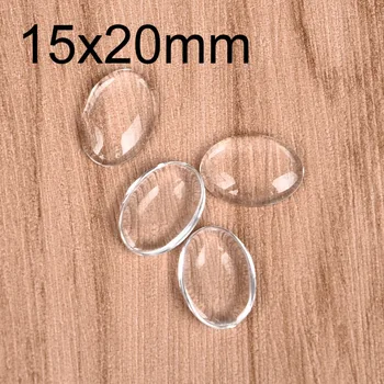 

50pcs/lot 15x20mm Oval Cabochons Transparent Glass Clear Flat Back for DIY Pendant Findings Jewelry Making Handmade Accessories