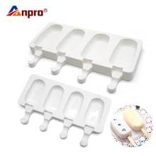 Anpro Пищевая силиконовая форма для мороженого домашняя Морозилка формы для мороженого DIY формы для кубиков мороженого деревянная палочка для мороженого