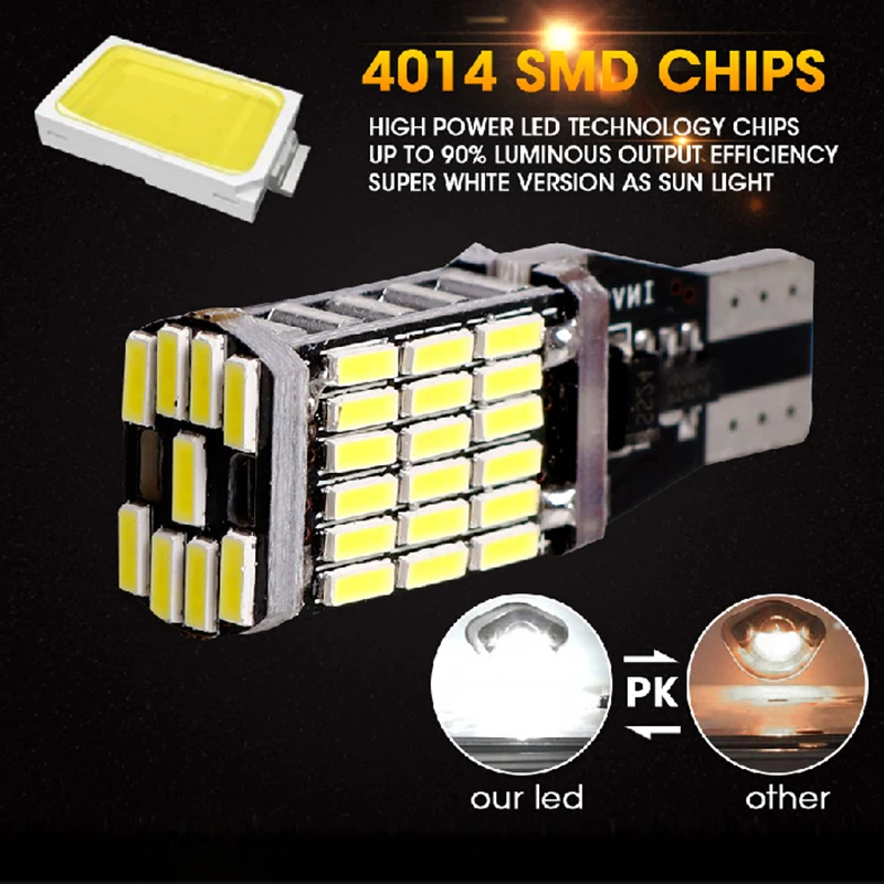 CARLitek 2 шт. светодиодные лампы T15 T16 W16W 45SMD 4014 Автомобильные фонари заднего хода