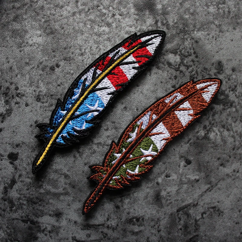 

Feather Embroidery Magic Stickers Patch Armband Applique Hook-loop Patches Hat Jacket For Clothing Diy Crafts