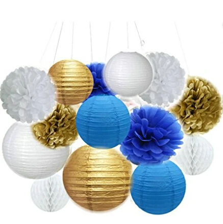 Set Of 14 White Gold Royal Blue Beach Themed Party Under The
