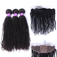13×4 Silk Base Lace Frontal Closure With Bundles Kinky Curly Brazilian Hair Weave 3 Human Hair Bundles Honey Queen Remy