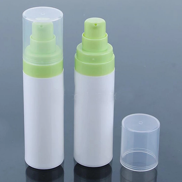 Download 30ML Plastic Airless Bottle,Plastic Cosmetic Bottle, White Bottle With Green Pump, Plastic ...