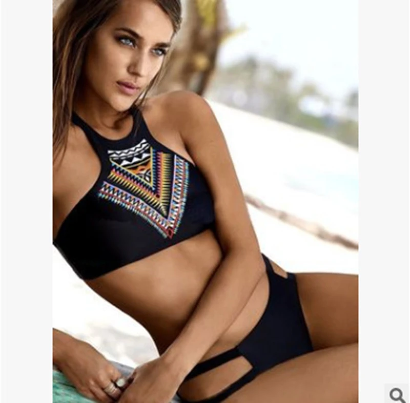 Min QILIN Brazilian Bikins Halter Bikini Set Two Pieces Bikinis Geometric Swimsuit Women Swimwear Sexy Bathing Suit Bather Min QILIN Brazilian Bikins Halter Bikini Set Two Pieces Bikinis Geometric Swimsuit Women Swimwear Sexy Bathing Suit Bather