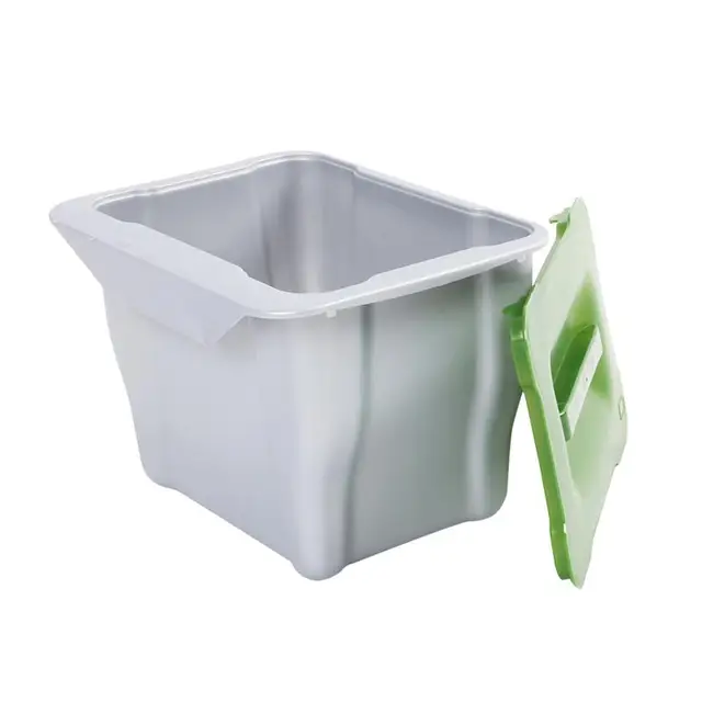 Special Price OUNONA Hanging Garbage Can Plastic Kitchen Cabinet Door Rubbish Container Household Cleaning Tools Home Storage (Grey)