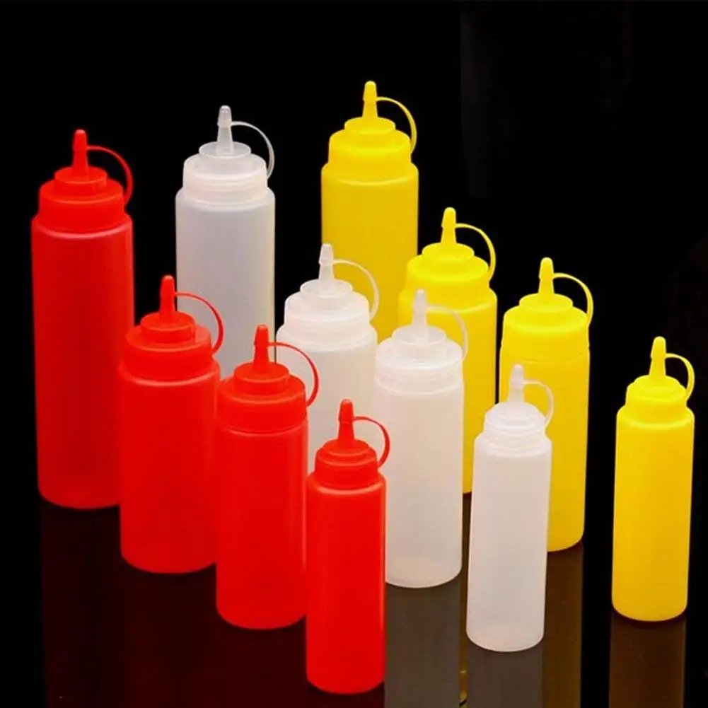 

8-24OZ Plastic sauce bottle mouth squeeze sauce pot squeeze bottle chocolate sauce bottle tomato salad jam bottles Useful Sep