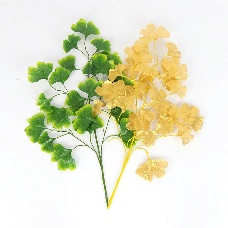 

24 pcs White Ginkgo Artificial Tree Leaf Silk Leaves Branch For Wedding stage background Home Office Hotel Decoration