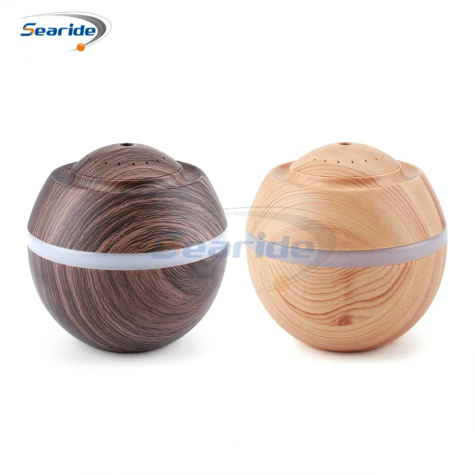 

300ML USB Ultrasonic Wood grain humidifier 7 Colors LED Cool Air Oil Diffuser Purifier Quiet Mist Maker Home Office Room