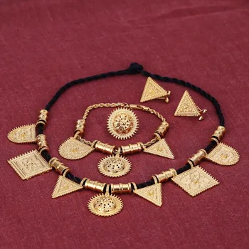 

New Design Ethiopian Set Jewelry 24k Gold Color Habesha Sets Wedding Eritrea Gold Ethiopia Set