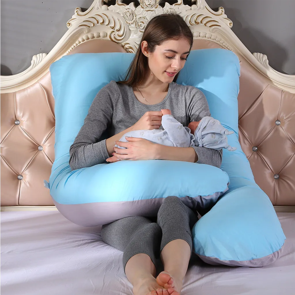 Подушка для беременных, u-образная Подушка для беременных, almohada embarazada, подушка для талии, Подушка для сна, подушка для ухода, хлопковая смесь - Цвет: Sky Blue