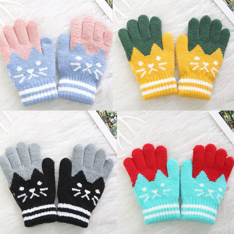 Новые детские зимние теплые толстые перчатки для маленьких девочек и мальчиков, магические перчатки для малышей, лидер продаж, милые детские перчатки из искусственного кашемира, От 4 до 8 лет