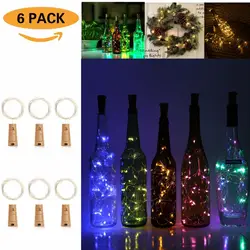 Бутылки вина Корк огни 6 упаковок Медный провод строка свет Звездное гирляндой, для партии Декор, Рождество, свадебные (многоцветная)