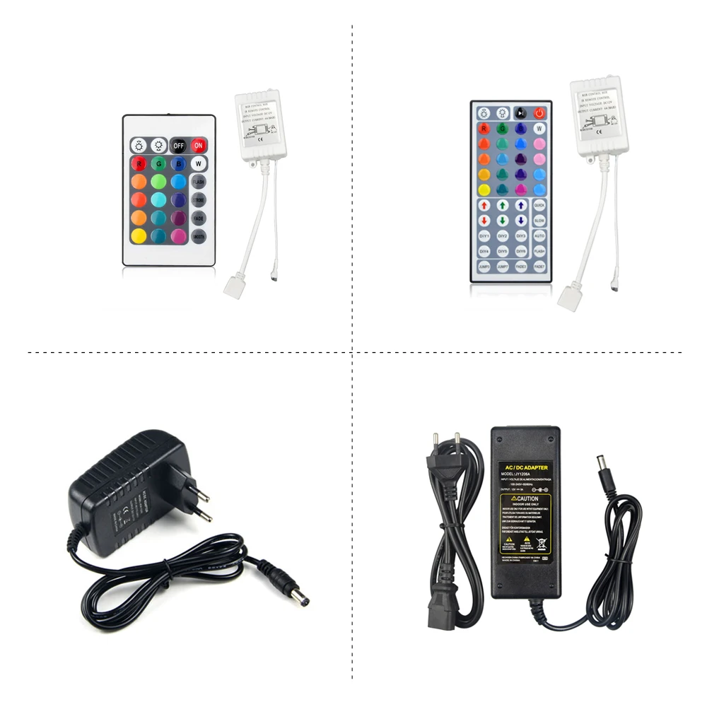 

1Pcs 24key / 44 key DC12V RGB LED IR Remote Controller 3A/5A Power supply Adapter For SMD 5050 3528 LED Strip light Accessoires
