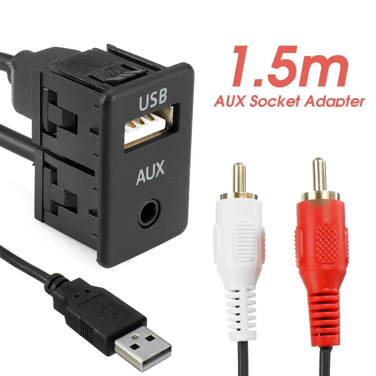 1,5 м 3,5 мм USB стерео кабель Aux Female To 2 RCA Male Автомобильная лодка Mot флеш-крепление ABS аксессуары для автомобильной электроники