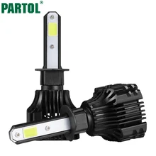 Partol S5 H1 Car LED Headlights 72W 8000LM COB Auto LED Headlight Bulbs Single Beam 6500K LED Car Front Bulb Automobile Headlamp