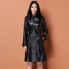 Кожаная замшевая Женская куртка из овчины на весну и осень, Тренч из натуральной кожи, длинный дизайн, одно кожаное пальто для женщин, новинка, Феникс