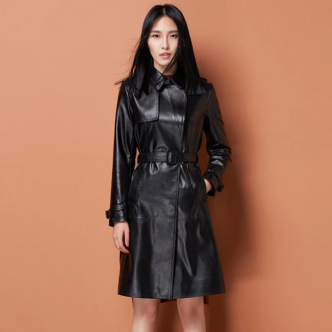 

Leather suede sheepskin coat women spring autumn genuine leather trench long design single leather coat female New Phoenix