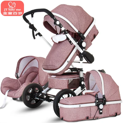 Детские коляски 3 в 1 с Автокресло для новорожденных высокого вида коляска складная детская коляска путешествия системы carrinho de bebe em 1 - Цвет: F