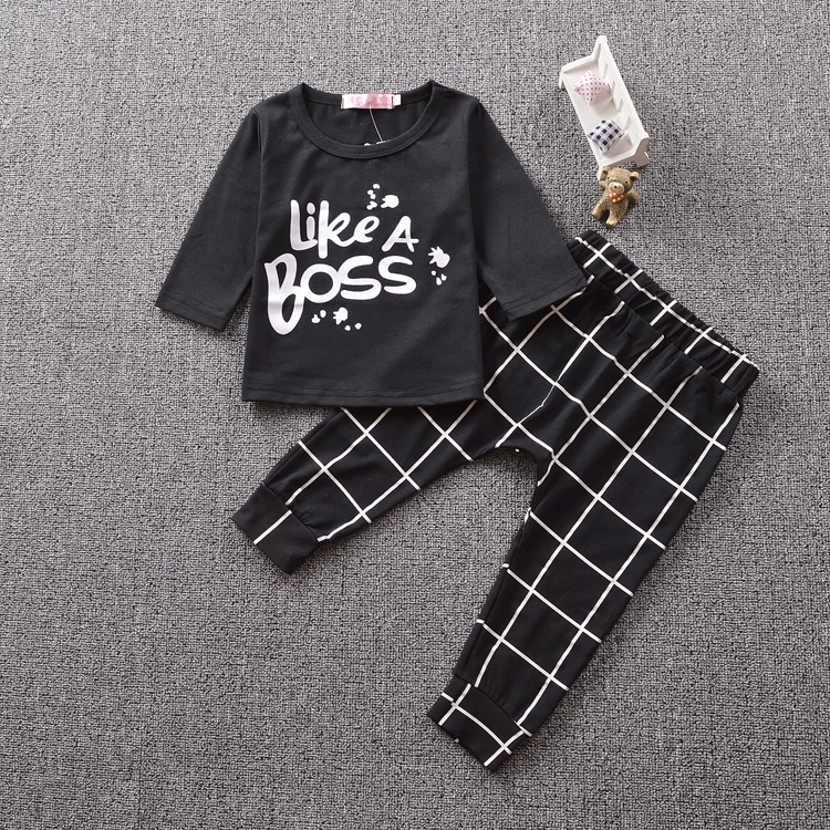 2019 Autumn style Baby Boy Clothes Newborn Long-sleeved Letter Like A Boss T-shirt+Pants 2 Pcs/Suit Infant boy Clothing Set 2019 Autumn style Baby Boy Clothes Newborn Long-sleeved Letter Like A Boss T-shirt+Pants 2 Pcs/Suit Infant boy Clothing Set