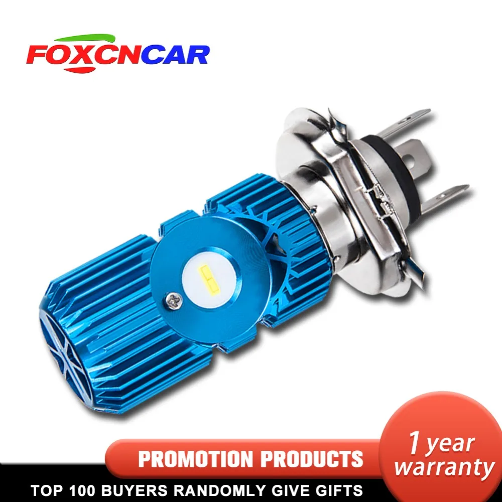 Foxcncar H4 светодиодный фонарь IP67 Hi Lo Beam 3400LM 20 Вт Мотоцикл Скутер мопед ATV 6500K фара для