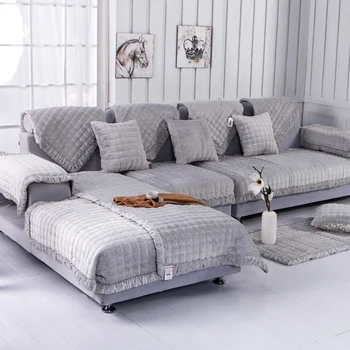 

Fleece Fabric Sofa Cover European Style Soft Modern Slip Resistant Sofa Slipcover Seat Couch Cover for living Room Home Decor 52