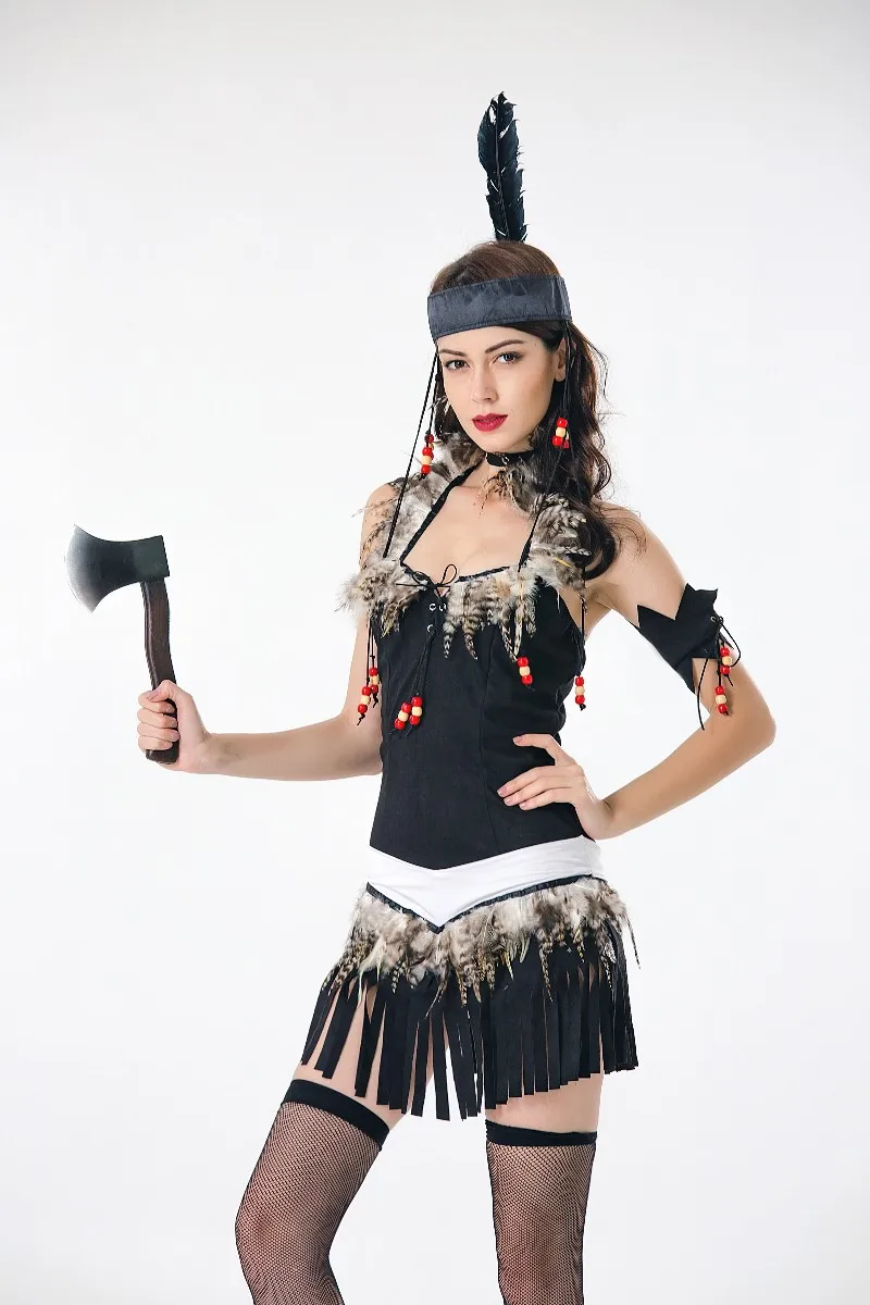 Сексуальное нарядное платье с бахромой для индейцев, принцесс, охотников на дикие леса, карнавальные костюмы на Хэллоуин для женщин и взрослых