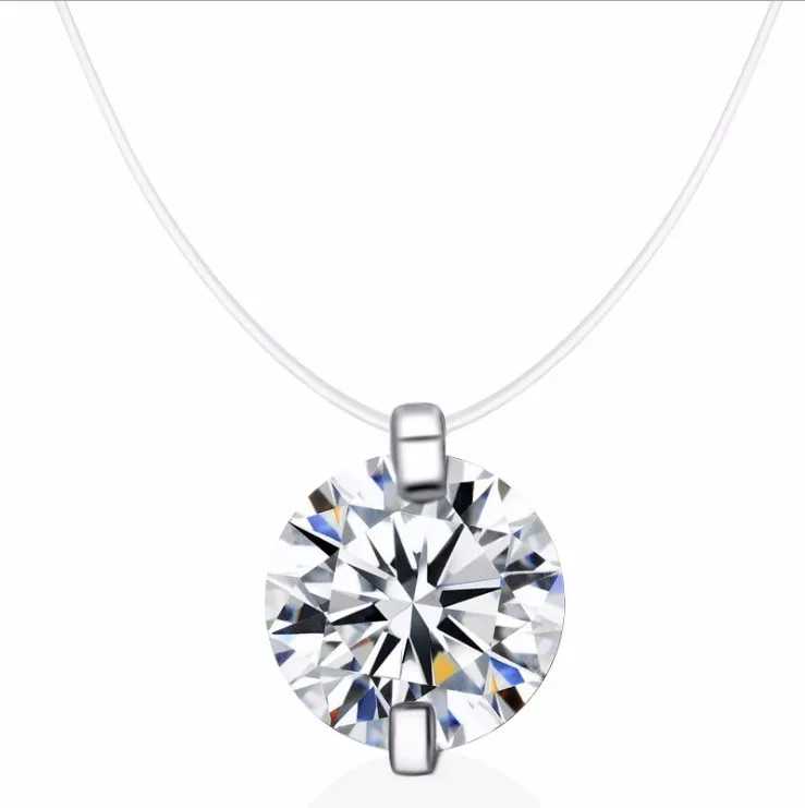 

Fashion jewelry 925 silver long Fishing line stealth chain necklace Crystals from Swarovski female OpaL hanging Christmas gift